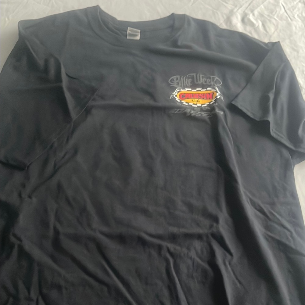 Gildan Black Short Sleeve Tee Casual Cotton Daytona Beach Bike week NWOT